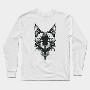 Cute Cat Illusion Design, Funny Cat Lover Gift Idea Long Sleeve T-Shirt